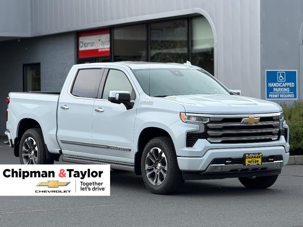 2026 Chevrolet Silverado 1500 High Country in Polar White Tricoat — front three-quarter view